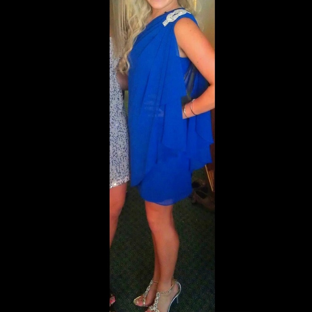Cache Royal Blue One-Shoulder Formal Dress